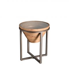 Espiel Βοηθητικό Τραπέζι Ξύλινο/Γυάλινο Καφέ Ø46x55,5 Εκ. Κωδικός: JAM106