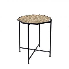Espiel Βοηθητικό Τραπέζι Ψάθινο/Μεταλλικό Μαύρο 45 Εκ. Κωδικός: PUB103