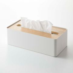 Yamazaki Κουτί/Θήκη Για Χαρτομάντηλα Μεταλλική Λευκή/Natural Rin 26x13x8,2