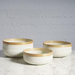 Supergreens Καλάθι Ρατάν Λευκό Σετ 3 Τμχ O28x13 Εκ.