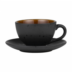 Bitz Φλυτζάνι Cappuccino Με Πιατάκι Stoneware 240 ml - Gastro Black/Amber