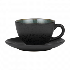 Bitz Φλυτζάνι Cappuccino Με Πιατάκι Stoneware 240 ml - Gastro Black/Green