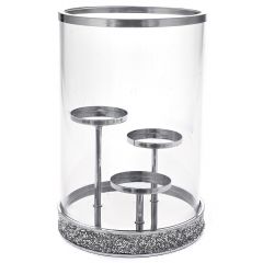 Iliadis Ασημι Κηροπηγιο Me 3 Βασεις Με Γυαλι Φ21X30Ek 