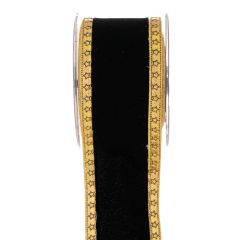 Iliadis Κορδ.flat Velvet Loneta  Foil 6,7Cmx4,5M Μαυρο-Χρυσο 