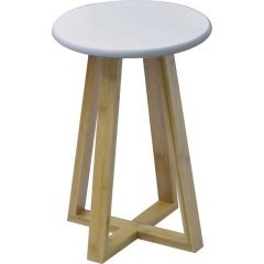 MRSHome Σκαμπώ Bamboo Λευκό/Natural 31x31x42,5 Εκ.