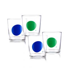 Benetton Addige Ποτήρια Νερού Γυάλινα Πράσινα/Μπλε Σετ 4 Τμχ 350 ml