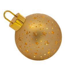 Iliadis Χρυση Γυαλινη Μπαλα Με Αστερια Και Led Φως Μπαταριας Φ25Εκ 