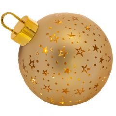Iliadis Χρυση Γυαλινη Μπαλα Με Αστερια Και Led Φως Μπαταριας Φ30Εκ 