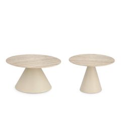 Bizzotto Hardy Τραπέζι Σαλονιού Κεραμικό Μπεζ Σετ 2 Τμχ Ø60x30