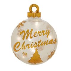 Iliadis Λευκη  Χρυση Πολυρεζιν Μπαλα Merry Christmas Φ20Χ22 Εκ Με Φως 