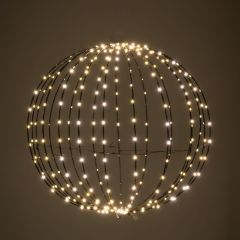 Iliadis Μαυρη Μεταλλικη Μπαλα Φ50Εκ Με 320 Led Λαμπακια Θερμο Λευκο 