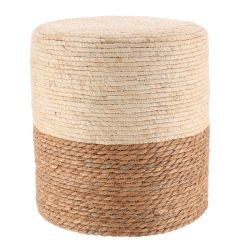 MRSHome Σκαμπώ/Πουφ Bamboo Λευκό/Natural Φ34x36 Εκ.
