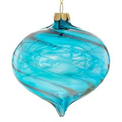 Iliadis Σετ 4 Γαλαζια Ιριδιζουσα Γυαλινη Μπαλα Κρεμμυδι 10Εκ 