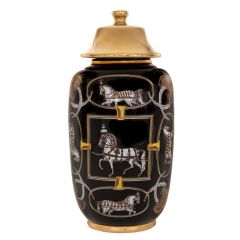 Iliadis Βάζο "Άλογα" Κεραμικό Μαύρο Φ18x37 Εκ. 