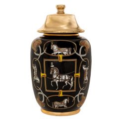 Iliadis Βάζο "Άλογα" Κεραμικό Μαύρο Φ18x32 Εκ. 