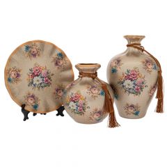 Iliadis Επιτραπέζια Διακοσμητικά Με Λουλούδια Κεραμικά Σετ 3 Τμχ Φ20x2 Εκ.