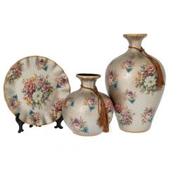 Iliadis Επιτραπέζια Διακοσμητικά Με Λουλούδια Κεραμικά Σετ 3 Τμχ Φ34x22 Εκ.