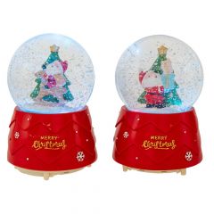 Iliadis Κοκκινη Πολυρεζιν Φωτιζομενη Χιονομπαλα Με Αγιο Βασιλη Και Μουσικη 2 Σχεδια 