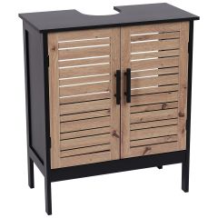 MRSHome Έπιπλο Νιπτήρα Mdf Ξύλινο Μαύρο/Natural 60x30x70 Εκ.