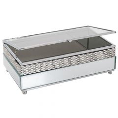 Iliadis Μπιζουτιέρα Με Καθρέπτη Μεταλλική Ασημί 21x13x7 Εκ. 