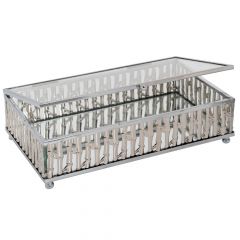 Iliadis Μπιζουτιέρα Με Καθρέπτη Μεταλλική Ασημί 21x13x5 Εκ.