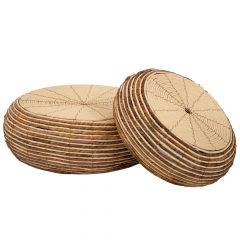 Iliadis Πουφ/Τραπέζια Σαλονιού Γιούτα Natural/Καφέ Φ62x20 Εκ.