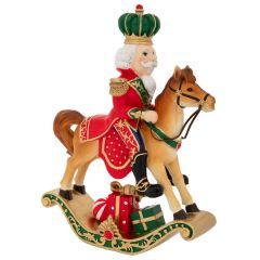 Iliadis Κοκκινος Πολυρεζιν Καρυοθραυστης Πανω Σε Αλογακι Με Δωρα 24Χ8Χ32Εκ 