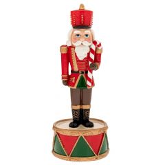 Iliadis Κοκκινος Πολυρεζιν Καρυοθραυστης Πανω Σε Τυμπανο Με Μουσικη  Και Κινηση 8Χ8Χ22Εκ 