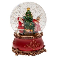 Iliadis Κοκκινη Πολυρεζιν Κουρδιστη Νερομπαλα Με Χριστουγ Κο Δεντρο,Αγιο Βασιλη And Μουσικη Φ13,5Χ16,5Εκ 