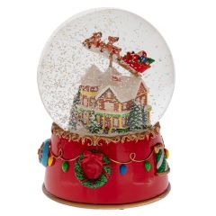 Iliadis Κοκκινη Πολυρεζιν Κουρδιστη Νερομπαλα Με Χριστουγεννιατικο Σκηνικο Με Μουσικη Φ13,5Χ16,5Εκ 