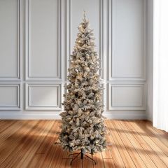 Iliadis Δενδρο   Pre Lit Slim Flocked Carolina Ρινε   240Εκ Με 400 Led Λευκα Λαμπακια 