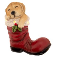 Iliadis Καφε Πολυρεζιν Μποτα Με Σκυλακι Που Κοιμαται  Και Led Φως 22Χ13Χ24Εκ 