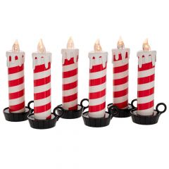 Iliadis Σετ 6 Κοκκινο Λευκο Candy Κερι Led Μπαταριας 7X5X15Ek 