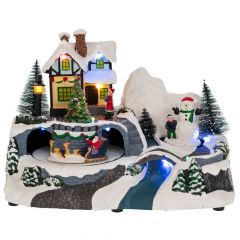 Iliadis Φωτιζομενο Χωριο Με Αγιο Βασιλη Που Κινειται 24Χ15Χ17Εκ Μπαταριας 