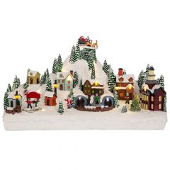Iliadis Φωτιζομενο Χριστουγεννιατικο Χωριο Με Τρενο Που Κινειται 41Χ16Χ24Εκ Ρευματος 
