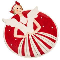 Iliadis Κοκκινη Κεραμικη Πιατελα Με Νεραιδα 23Χ19Χ4Εκ 