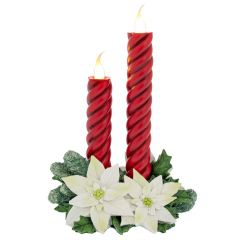 Iliadis Led Κοκκινο Πολυρεζιν Διπλο Κηροπηγιο 21Χ15.5Χ29Εκ Με Φως Μπαταριας 