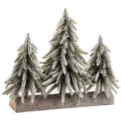 Iliadis Τριπλο Χιονισμενο Δεντρακι Σε Ξυλινη Βαση 28Χ26Εκ 