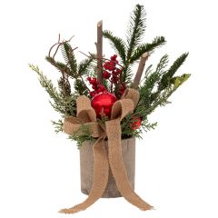 Iliadis Πρασινο Γλαστρακι Με Γκι Και Κουκουναρια Σε Τσιμεντενιο Κασπω 10Χ38Εκ 