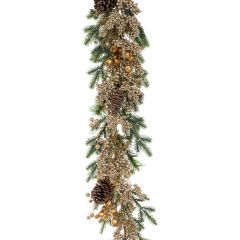 Iliadis Πρασινη Γιρλαντα Με Σαμπανι Berries Και  Κουκουναρια 180Εκ 