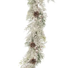 Iliadis Χιονισμενη Γιρλαντα Με Λευκα Berries Και  Κουκουναρια 180Εκ 