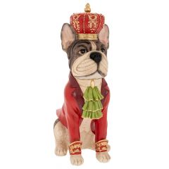 Iliadis Γκρι Πολυρεζιν Καθιστος Σκυλος Με Κοκκινη Στολη Και Στεμμα 22,5Χ15Χ37,5Εκ 