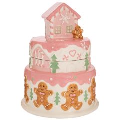 Iliadis Ροζ Κεραμικη Μπισκοτιερα Σπιτι Gingerbread 22X22X28Ek 