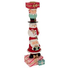 Iliadis Πολυρεζιν Διακοσμητικο Κηροπηγιο Με Αι Βασιλη Και Χιονανθρωπο 8Χ7.5Χ31Εκ 