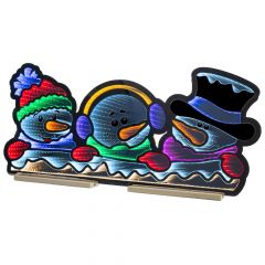 Iliadis Infinity Φωτιζομενη Οικογενεια Χιονανθρωπων 90Χ41Εκ Διπλης Οψης Σε Ξυλινη Βαση 