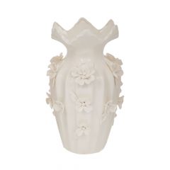 Iliadis Βάζο "Λουλούδια" Κεραμικό Λευκό 16x26 Εκ. 