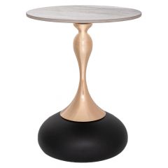 Iliadis Βοηθητικό Τραπέζι Μεταλλικό Κεραμικό Μαύρο/Χρυσό Φ42x52 Εκ. 