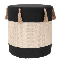 Iliadis Σκαμπώ Υφασμάτινο Μαύρο/Κρεμ Φ34x37 Εκ. 