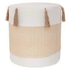 Iliadis Σκαμπώ Υφασμάτινο Λευκό/Κρεμ Φ34x37 Εκ.