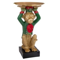 Iliadis Μαϊμού Με Δίσκο Polyresin Πράσινη/Χρυσή 23x23x36 Εκ. 